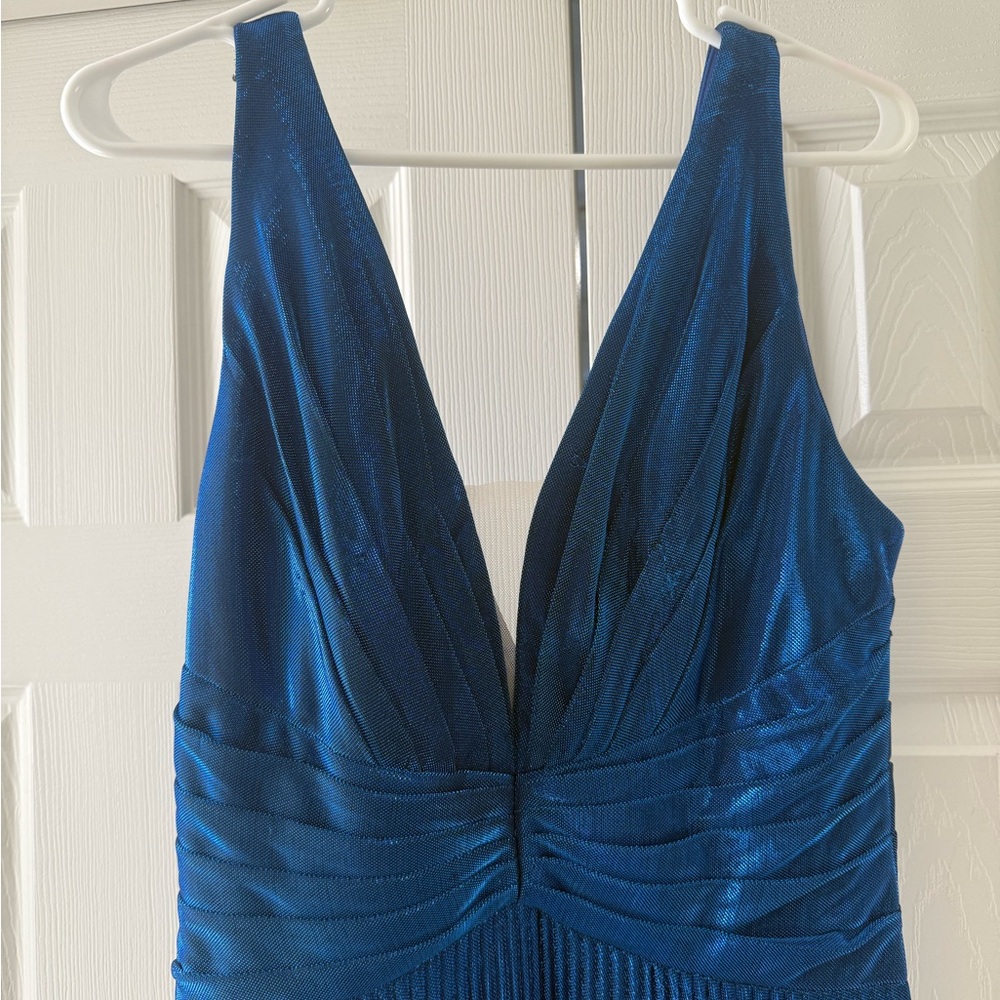 Mac Duggal Shimmering Blue Maxi Dress - Picture 6 of 9
